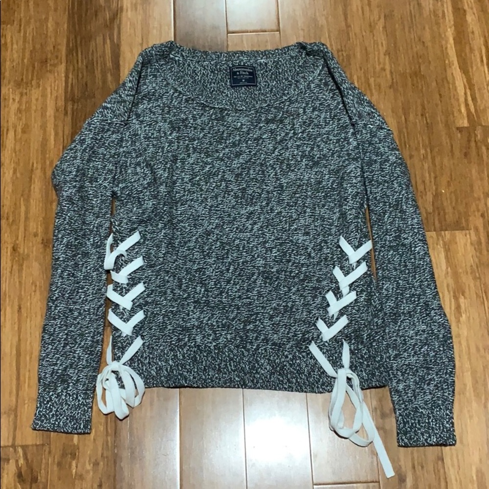 Black & Grey A&F Lace up Sweater